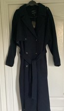 River Island Navy Maxi Coat Sz Large BNWT