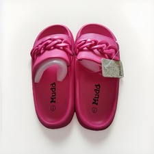 Women's Mudd Aloha Sandals Slides Pink Chain Accent W8 New