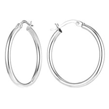 925 Sterling Silver Italian Classic Click-Top Hoop Earrings for Women Teen Girls