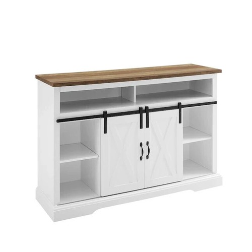 Walker Edison Farmhouse/Rustic White/Reclaimed Barnwood TV Stand - Picture 5 of 5