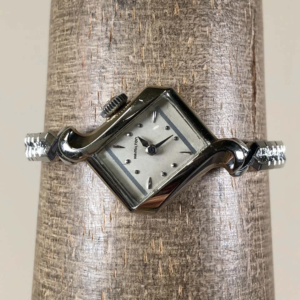 Reloj de cuerda mecánico Hamilton Allegra asimétrico relleno de oro para mujer Foto 2 de 4