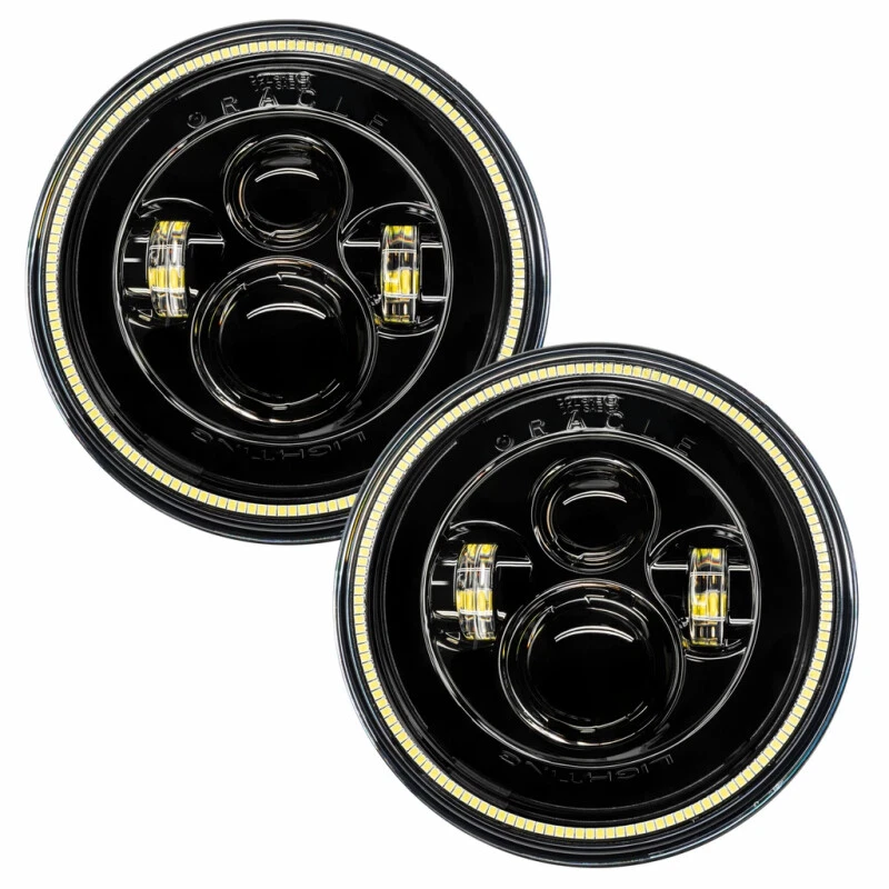 Oracle 7in High Powered LED Headlight Kit  White Halo for 1997-24 Jeep Wrangler Foto 4 de 4