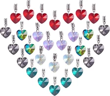 6 Colors Heart Glass Charms 30Pcs Faceted Heart Pendants Valentine Charms Crysta