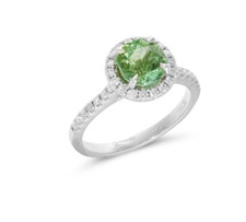 18ct White Gold Diamond Halo Mint Green Tourmaline Cluster Ring size M NEW