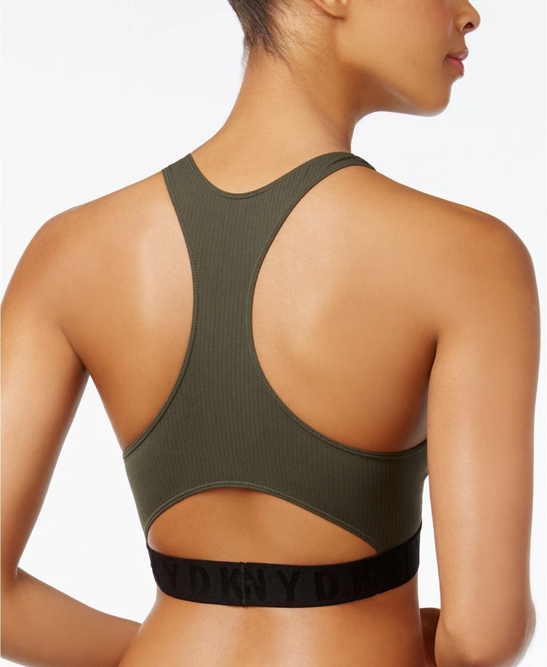 DKNY 268233 женщин зеленый бесшовный Litewear ребро укороченный верхний бюстгальтер размер S - Изображение 2 из 2