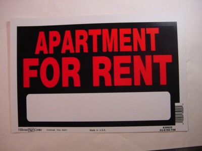 NEW - LOT OF 5 APARTMENT FOR RENT SIGNS - HILLMAN SIGN CENTER - MADE IN USA
