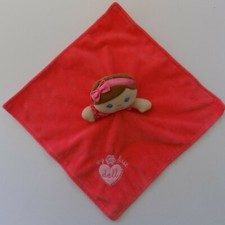 Baby Starters Pink My First Doll Brown Hair Coral Security Blanket Rattle Lovey