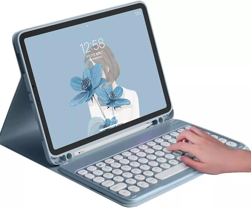 HENGHUI iPad Pro 11 inch 2022 2021 2020 Keyboard Case Cute iPadPro11, Blue