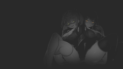 Anime girls monochrome black Playmat Game Mat Desk
