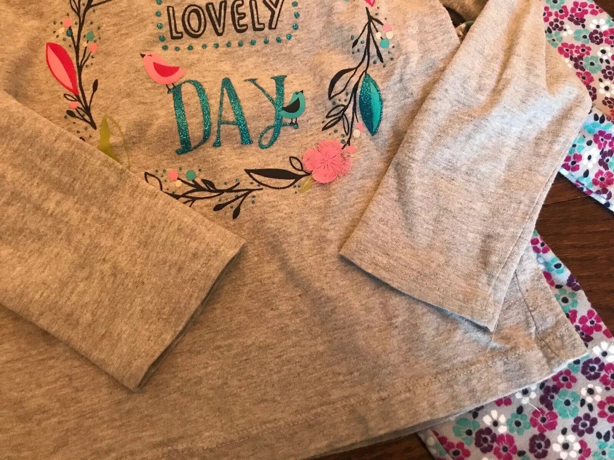 Ensemble De 4 Tenues Fille Gymboree Taille 4-5 - Chemise Manches Longues, Pantalon Floral - Occasion Très Bon État