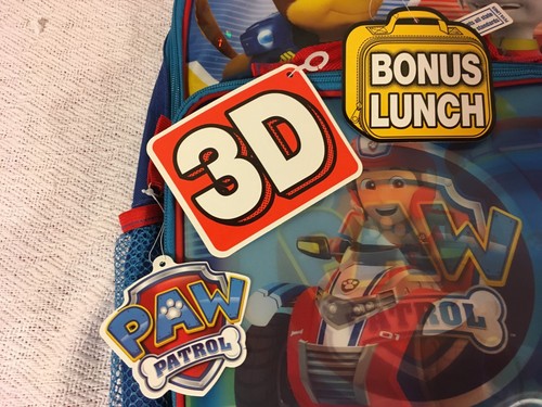 NEU MIT ETIKETT KINDER PAW PATROL BLAU ROT SCHULRUCKSACK/3-D ABNEHMBARE BROTDOSE - Bild 4 von 11