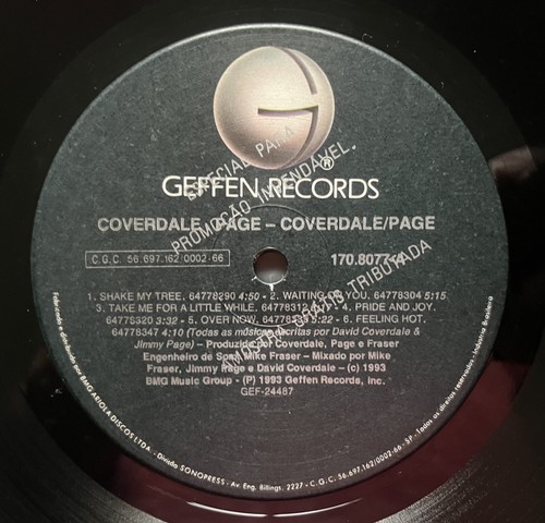 Coverdale - Page LP 1993 PROMO Inner Sleeve Brazil NM - Picture 6 of 6