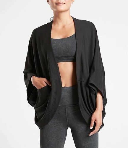 ATHLETA Black Cocoon Wrap Open Front 