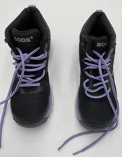 Bogs Woman Safety Shoes.  Steel Toe.  Black W/ Purple & Orange Trim  7 Us 38 Eur