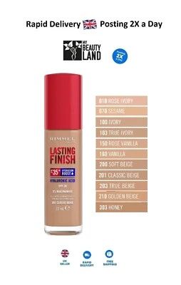 Rimmel Lasting Finish 35HR Foundation 30 ml SPF20 *New Formula* *Sealed*- Choose