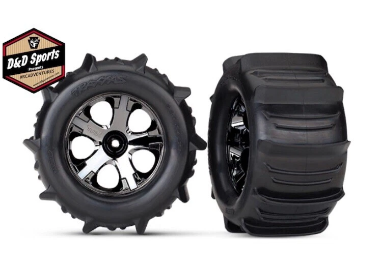 Traxxas 4175 Tires & wheels assembled glued Paddle Stampede (2) - Image 1 of 1