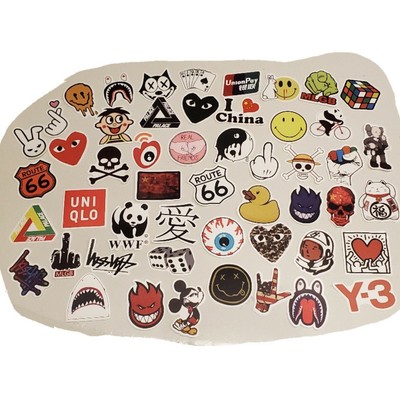 Lot Of 50 Stickers Random Smiley Face Animals Cute Kawai Decals Skateboarding