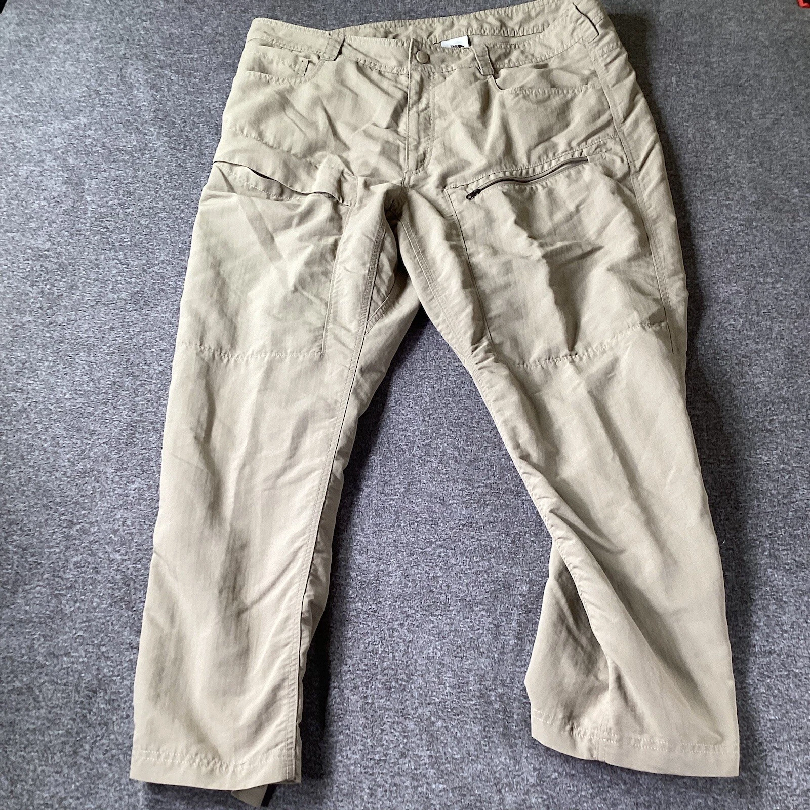 North Face Pants Sz 40 Men Outdoor Cargo Zip Pockets Khaki Zip Leg