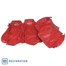 Standard Seat Covers With Emblem - Red 100 Leather - 1986-1988 C4 Corvette