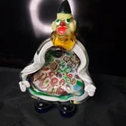 Vintage Murano Italian Art Glass Ashtrays Or Stand Up Colorful Clown Figurine