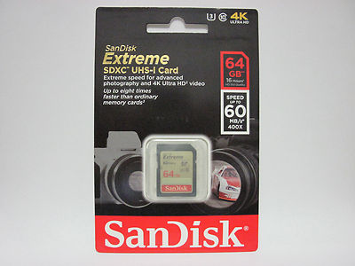 Sandisk 64GB FS extreme UH2 4K SD card for Canon 5DS R 5DSR 5D Mark IV III 4 3