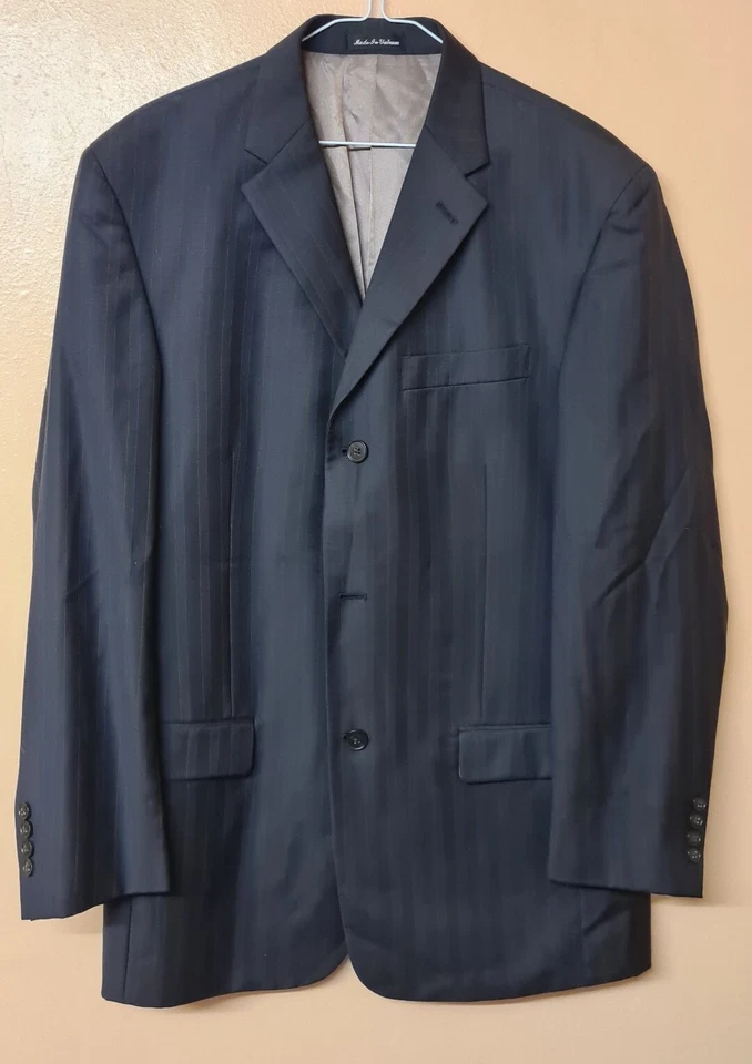 Perry Ellis Suit Black 2 Piece Wool Silk Blend Jacket 40R Trousers 34W 29L  - Image 2 of 4