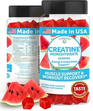 Lunakai Creatine Monohydrate 60 Gummies Non-GMO Muscle Support Watermelon Flavor