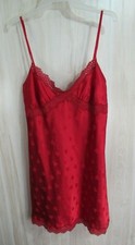 Jaclyn Smith Nightie Size M Red Hearts Pull Over Straps Lace Sleepwear