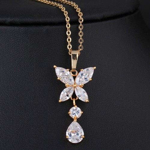 Crystal Necklace Teardrop Pendant Necklace Zirconia Teardrop Necklace