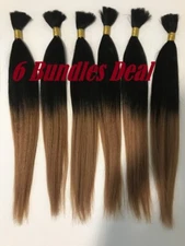 **6 BUNDLES DEAL** 100% HUMAN HAIR/YAKI BULK/STRAIGHT/16"~22"/BRAIDING/
