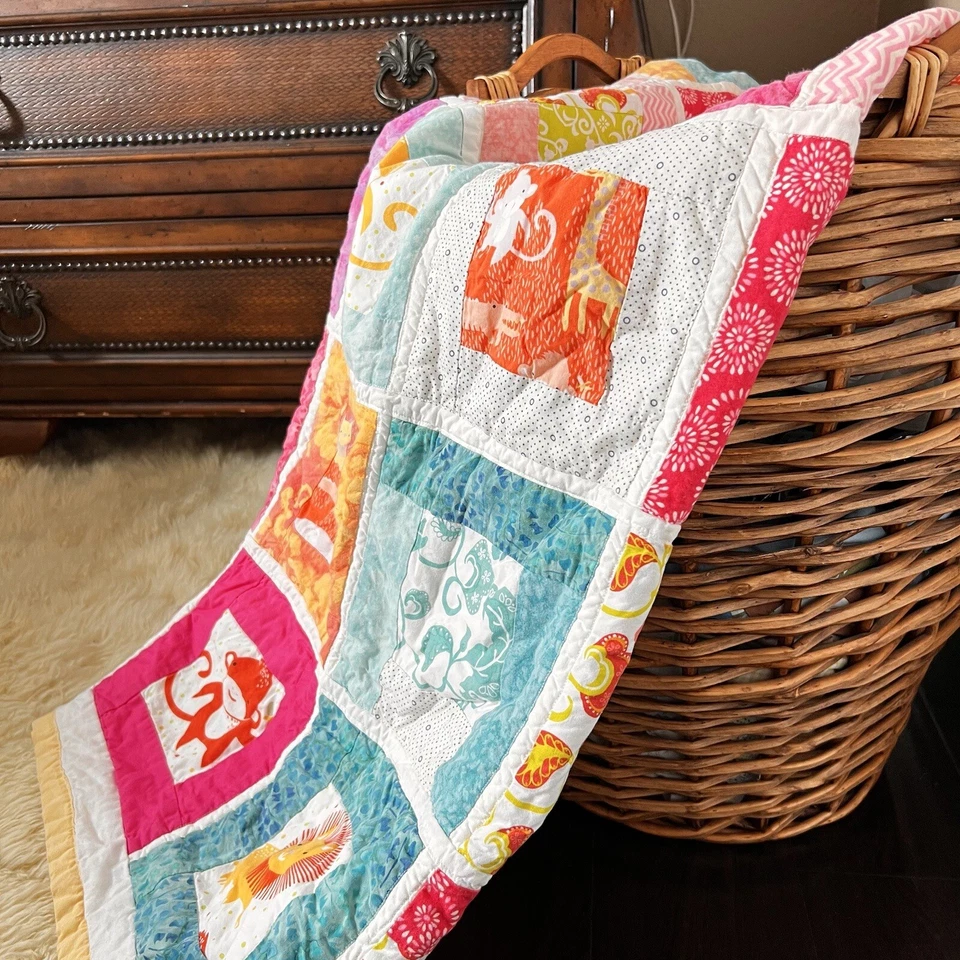 35”x42” Handmade Cotton Baby Quilt. Patchwork Kids Quilt.
- Image 2 of 4