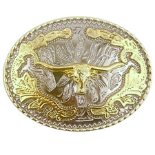 Bull Head Longhorn Belt Buckle Western Rodeo Fashion Cowboy Hebillas Vaqueras