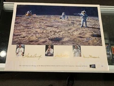 PETE CONRAD GENE KRANZ ALAN BEAN NASA ASTRONAUT 18x25 SIGNED POSTER MINT JSA PB