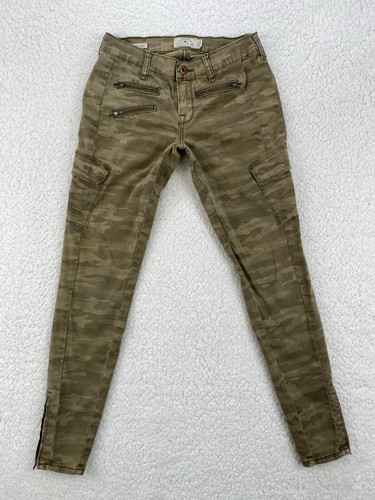 Lucky Brand Womens 4 Pants Green Camo Charlie Skinny Cargo 29" Inseam Ankle Zip