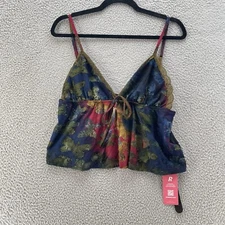 Romwe Babydoll Top Women Large Burgundy Blue Burnout Butterfly Y2K Fairy Whimsi