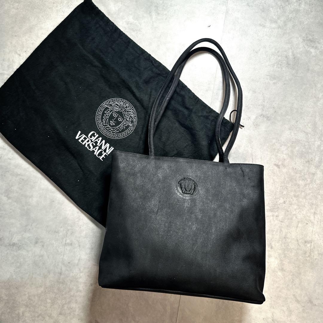 Authentic Versace Medusa Tote Bag in Black PVC Leather