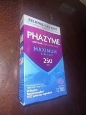 Phazyme MaxStrength Gas Bloating Relief 250 mg Simethicone 12 Fast Gels 11/25