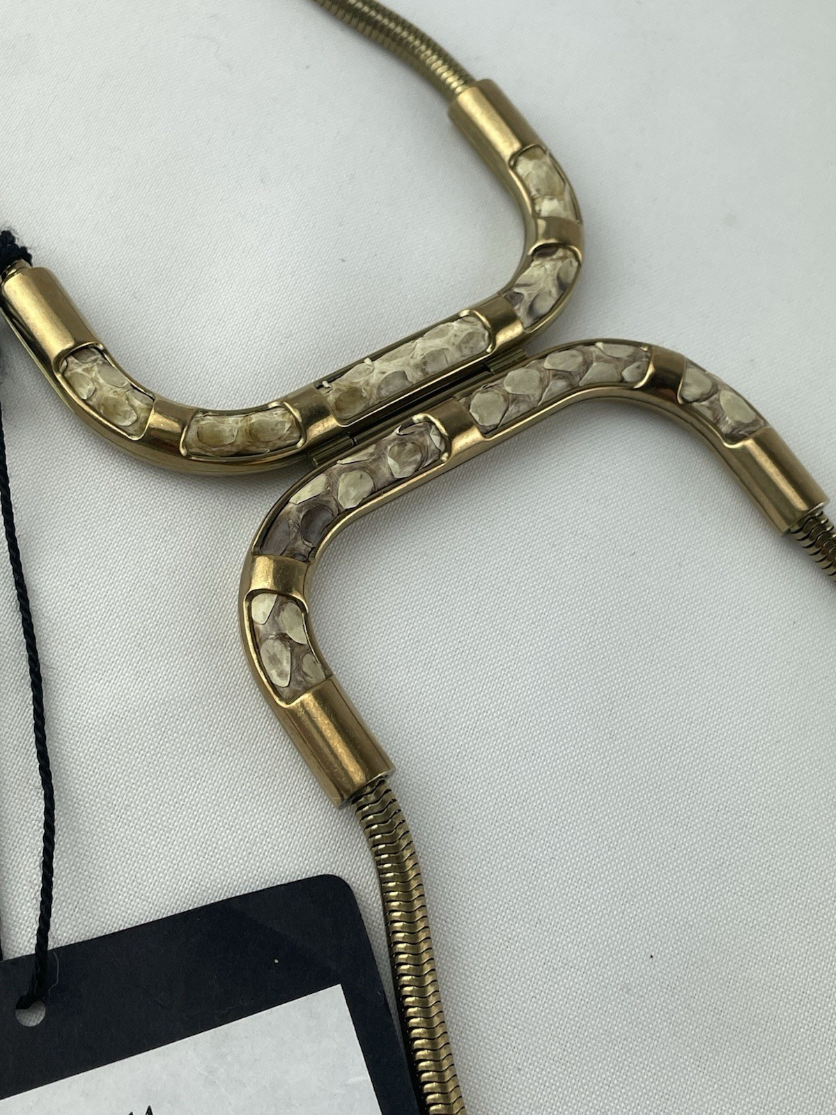 Lanvin Python Metal Leather Brass Snake Chain Nec… - image 7