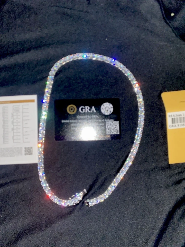 Flawless Rated GRA Certified Moissnaite Tennis Chain 6.5MM 20 Inch  Passes Test - Image 2 of 4
