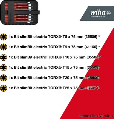 Set Wiha Bit slimBit electric TORX  7-tlg. I inkl. slimBit-Box VDE geprüft