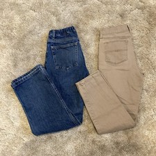US Polo Assn. Tan Twill Wrangler Jeans Boys Pants Adjustable Waist Size 14 Reg