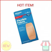 Amazon Basic Care Flexible Fabric Adhesive Bandages, XL (2 in x 4 in), Protectio