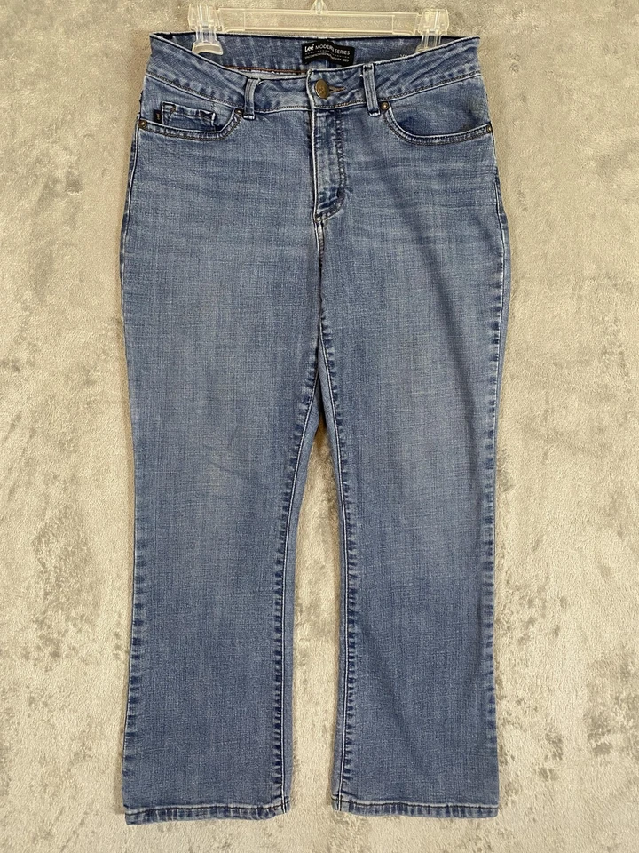 Lee Jeans Mujer 10 Cortos Pequeño Desteñido Azul Serie Moderna Curvilíneo Elástico Bootcut Foto 2 de 4