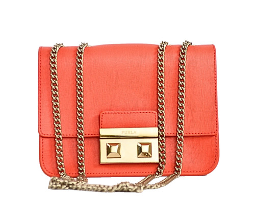 Furla Metropolis Leather chain Shoulder Bag Pink