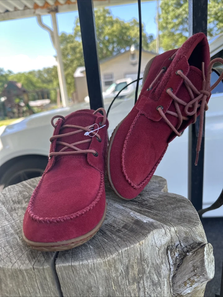 Nuevo Sin Caja MUJER GAMUZA Patagonia Botines Zapatos Encerado Rojo Talla 7 Foto 3 de 4