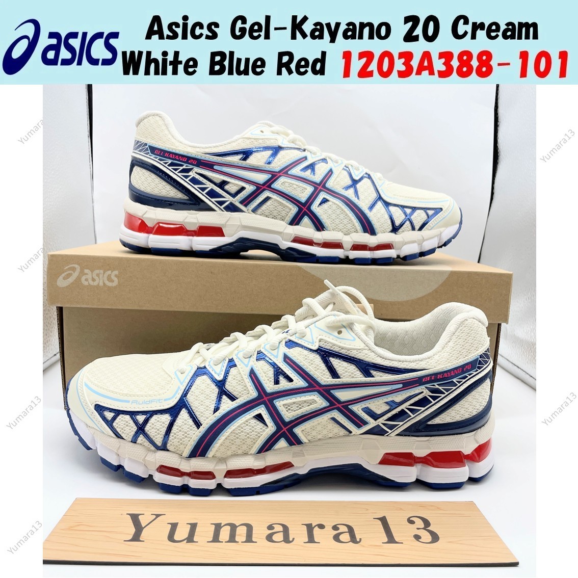 スニーカー asics SS25 Asics Sneakers (1203A388 101) Asics Gel-Kayano 20 Cream White Blue Red 1203A388-101 Men's