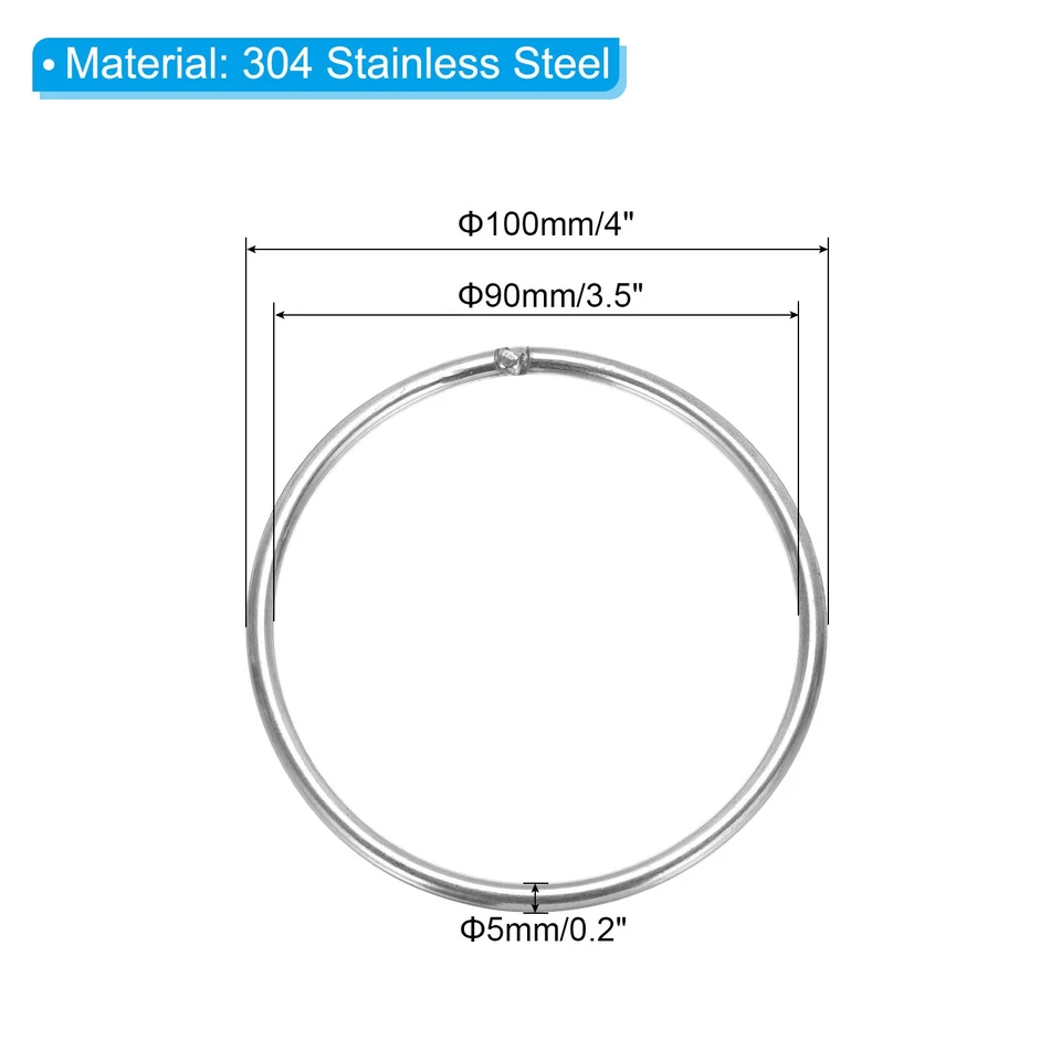 2 piezas de juntas tóricas de metal de 4" 304 anillos redondos lisos de acero inoxidable 5 mm x 100 mm Foto 2 de 4