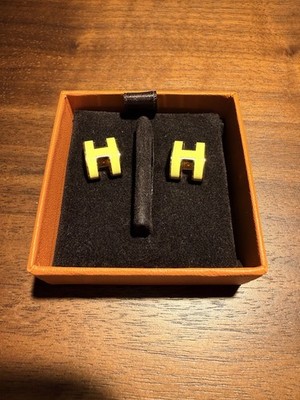 Hermes  Pop H Earrings Jaune Mimosa Gold Plated
