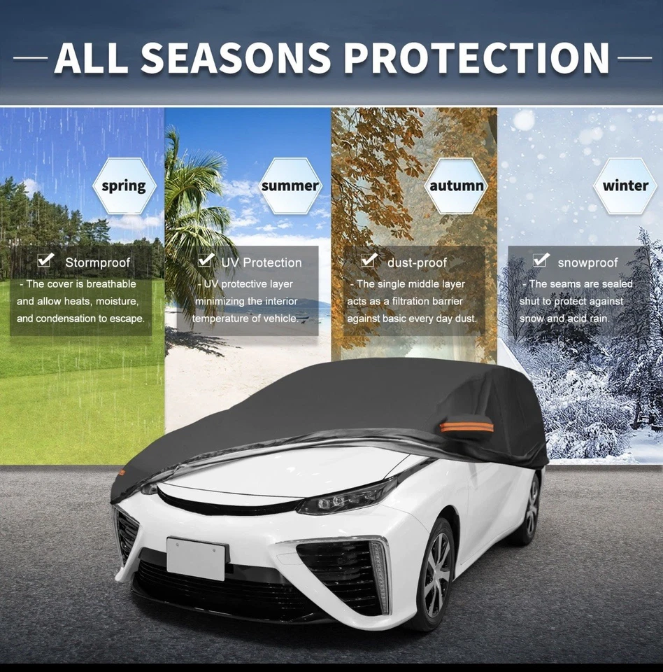 Waterproof 210D-PU Car Cover for Toyota Prius Hatchback with Driver Door Zipper - Image 2 of 4