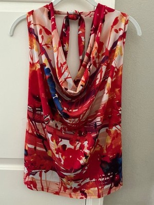 ABI FERRIN Drape Halter Neck Top Blouse Size Small